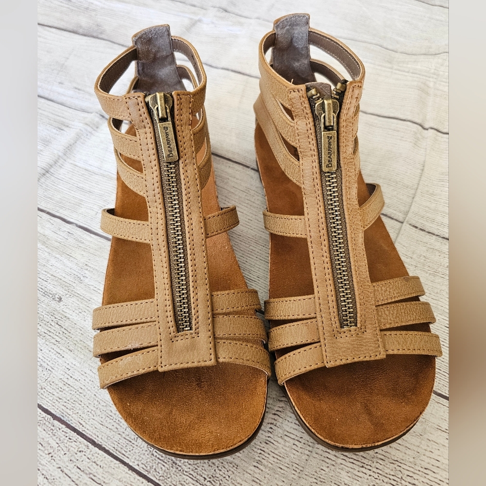 BearPaw Tan Sandals with Zipper